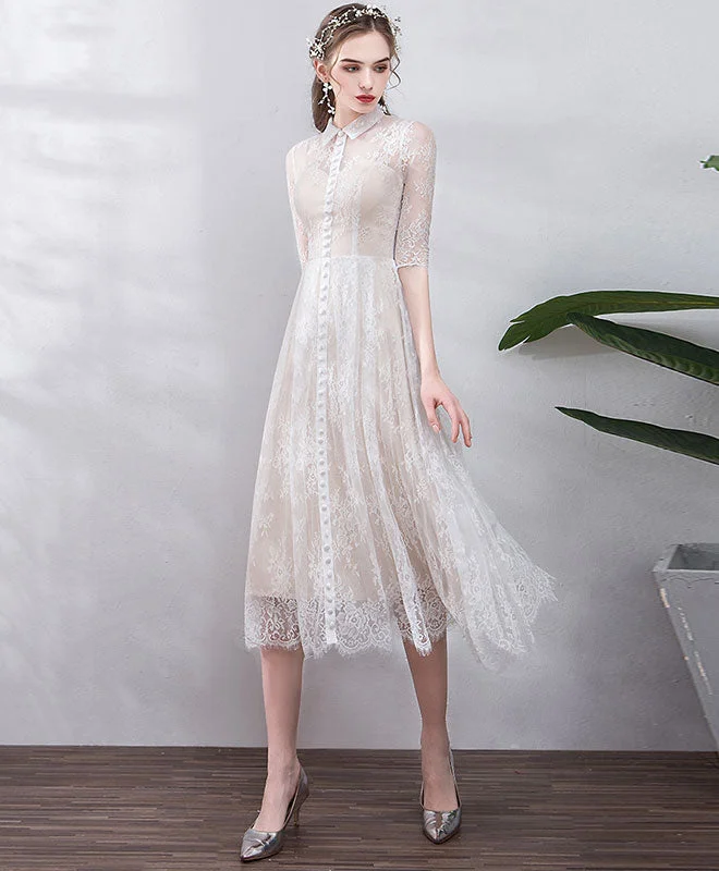 Elegant  Tulle Lace Short Prom Dress, Lace Bridesmaid Dress