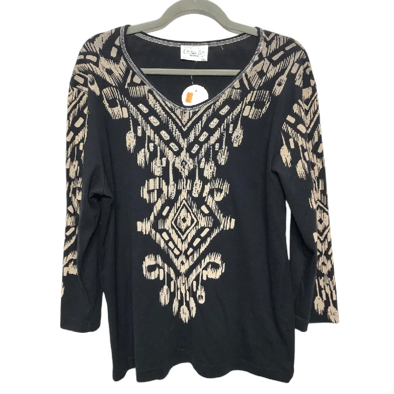 Top 3/4 Sleeve By Clothes Mentor In Black & Tan, Size: Xxl