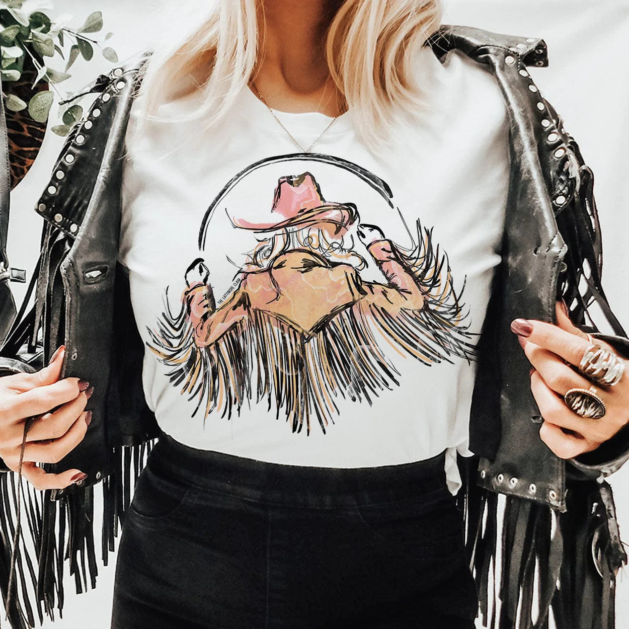 Online Exclusive | Cowgirl with Fringe Graphic Tee in White