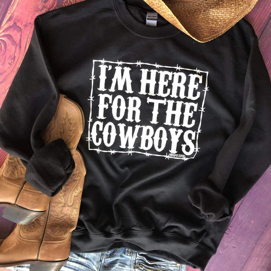 Online Exclusive | I'm Here for the Cowboys Long Sleeve Graphic Sweatshirt in Black