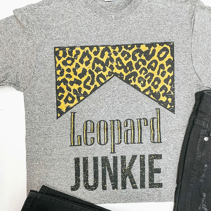 Leopard Junkie Short Sleeve Graphic Tee in Heather Grey