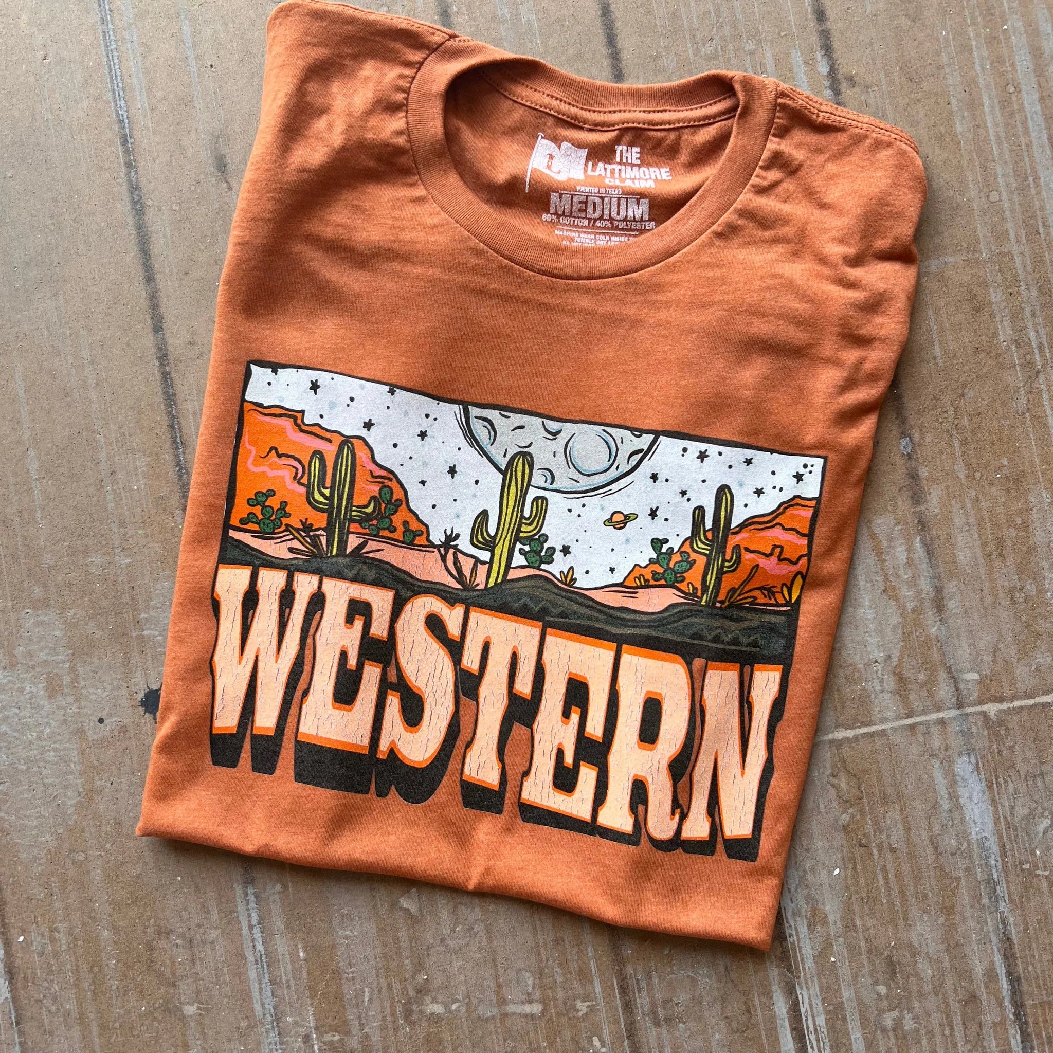 Online Exclusive | Western Moon Scene Graphic Tee in Heather Harvest Orange