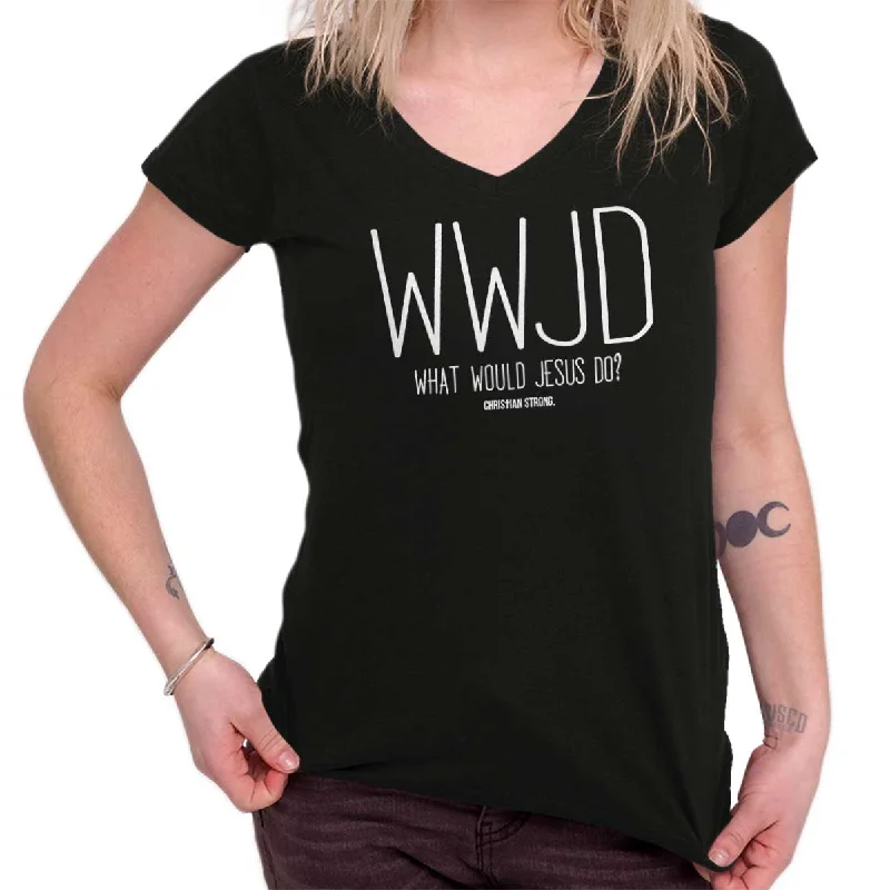 WWJD Junior Fit V-Neck T-Shirt