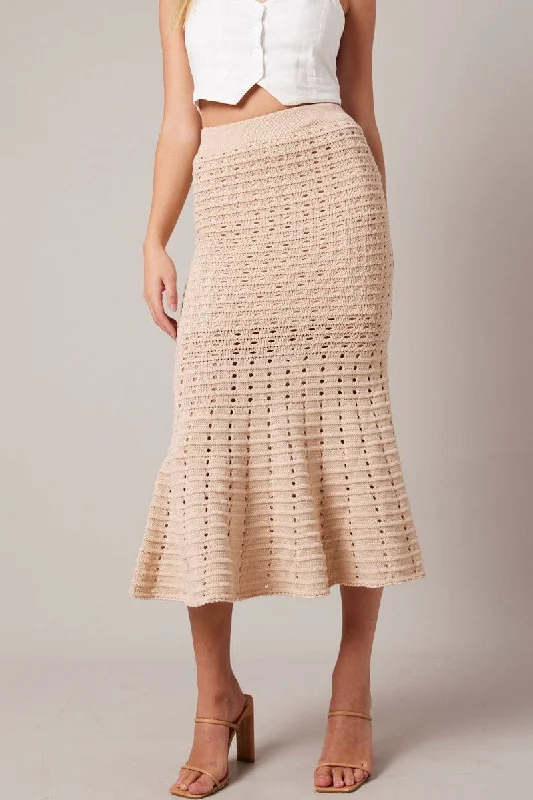 Beige Knit Skirt Crochet