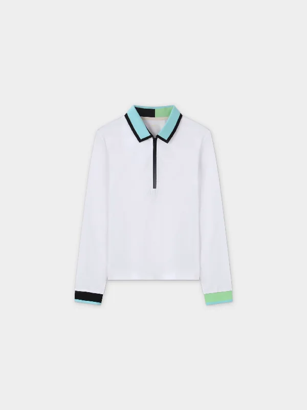 Half Zip Polo-White