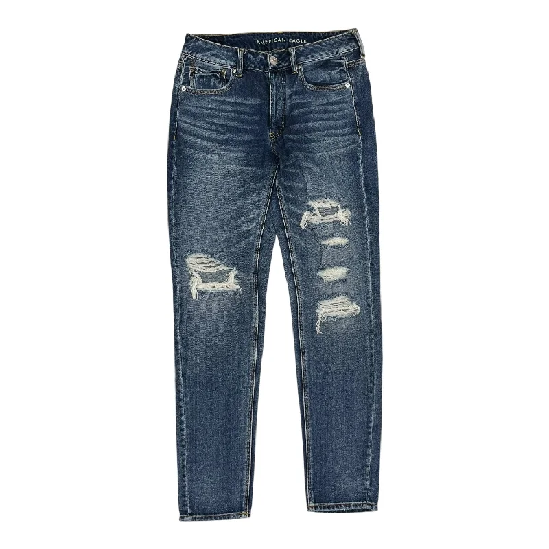 Jeans Skinny By American Eagle In Blue Denim, Size:6Long