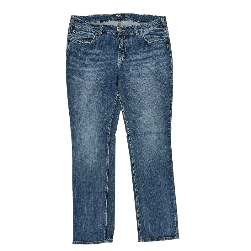 Jeans Straight By Silver In Blue Denim, Size:20