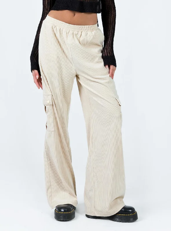 Lista Cord Elastic Pocket Pants Beige