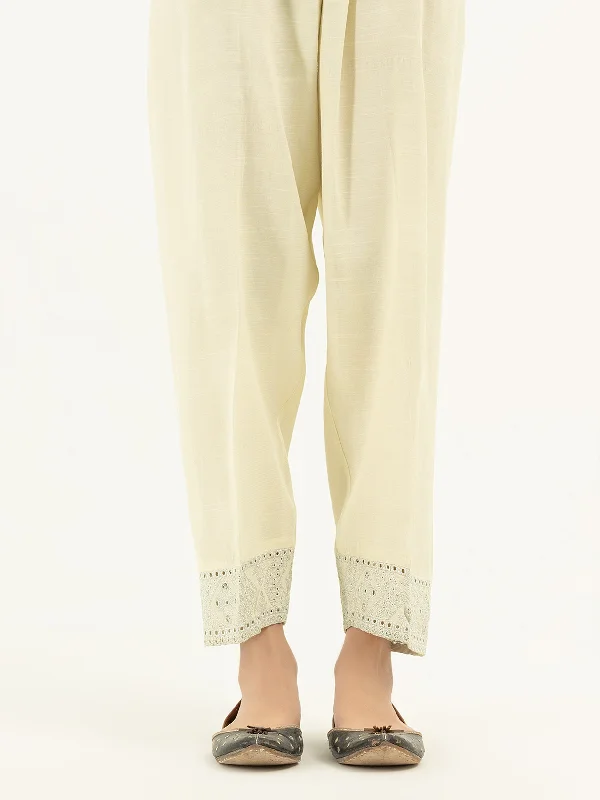 Embroidered Raw Silk Trousers(Pret)