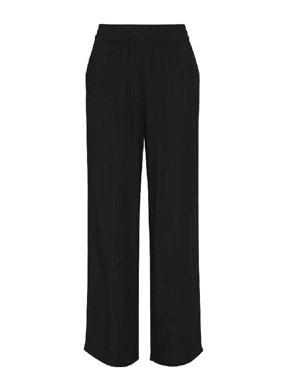 Viscose Satin Pull-On Trouser in Black