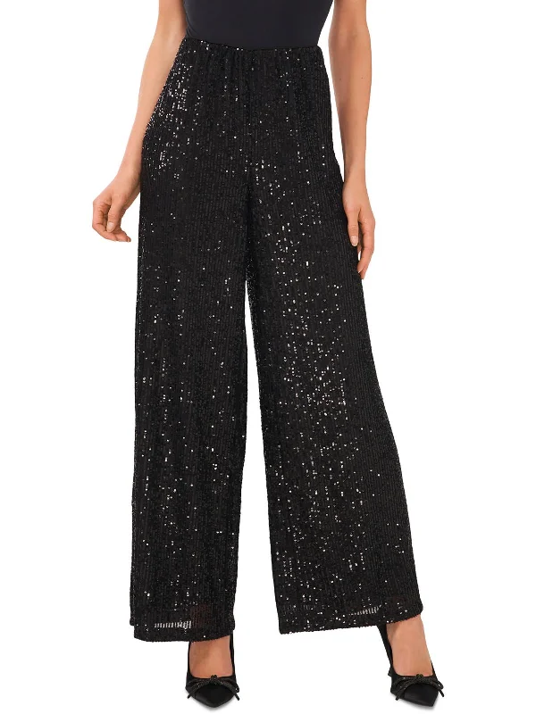 Womens Mesh Sequined Dress Pants