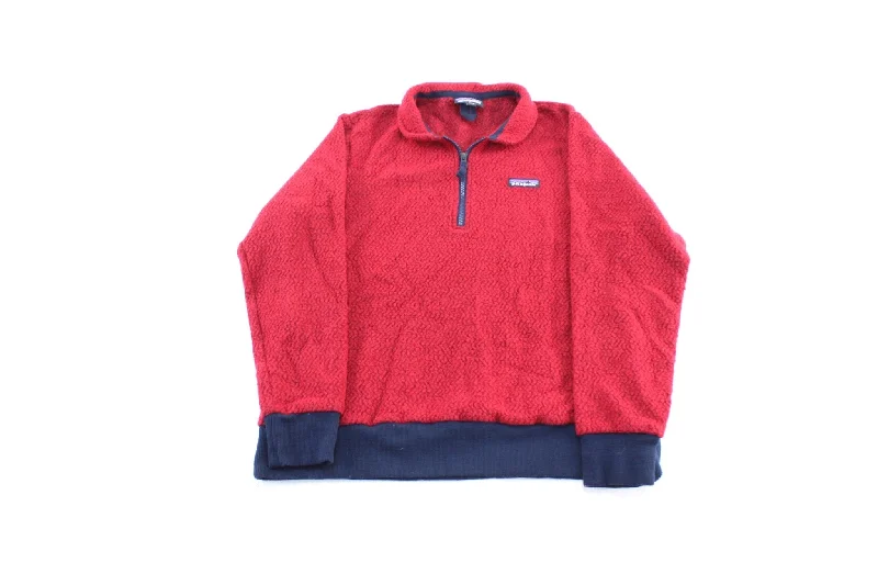 Patagonia Logo Patch Woolyester Fleece Red & Blue Pullover