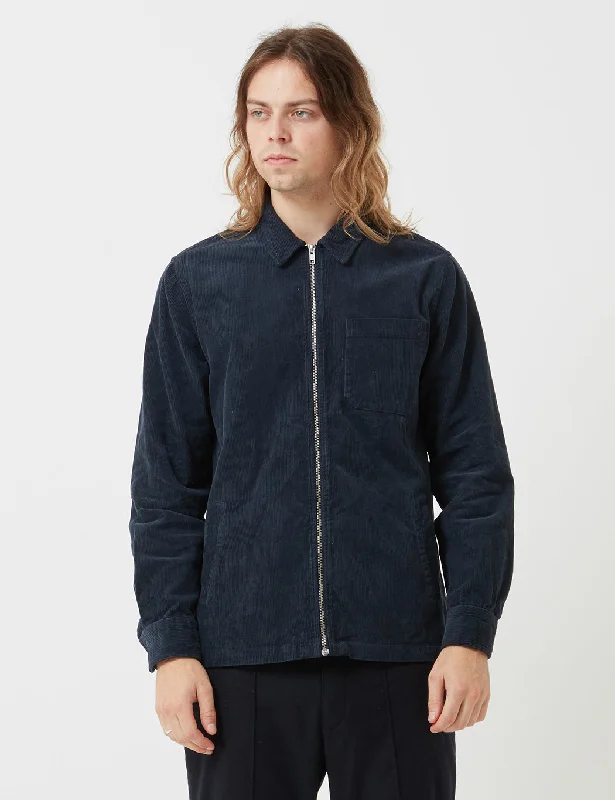 Portuguese Flannel Fecho Zip Jacket (Corduroy) - Dark Navy Blue