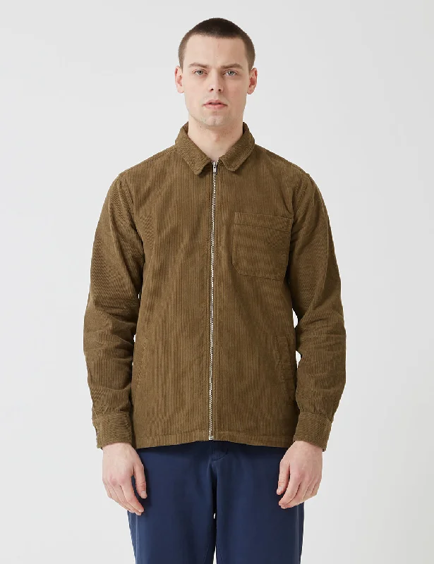 Portuguese Flannel Fecho Zip Jacket (Corduroy) - Olive Green