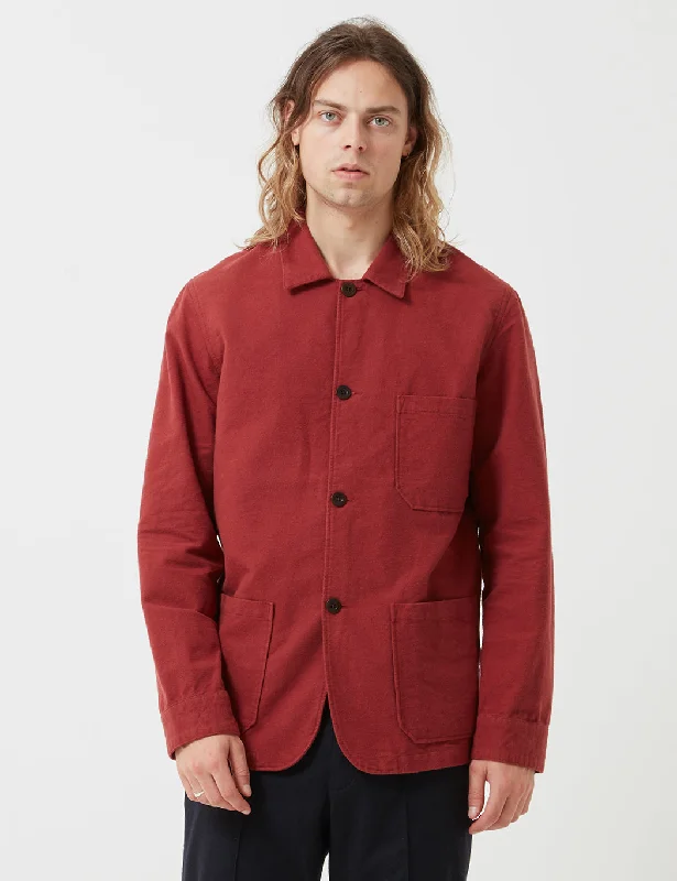 Portuguese Flannel Pinheiro Jacket (Brushed Flannel) - Bordeaux Red