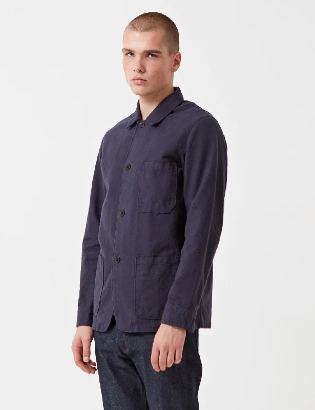 Portuguese Flannel Pinheiro Jacket (Brushed Flannel) - Navy Blue