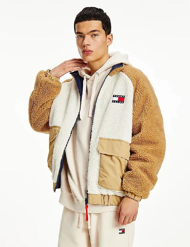 Tommy Jeans Reversible Sherpa Jacket - Classic Khaki