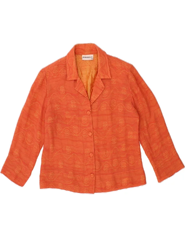 VINTAGE Womens 4 Button Blazer Jacket UK 10 Small Orange Polyamide