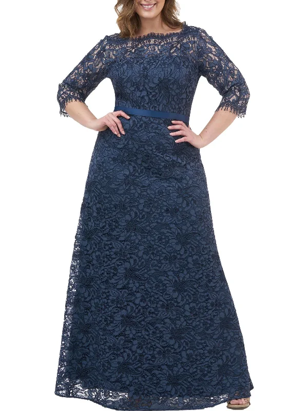 Plus Womens Lace Long Evening Dress