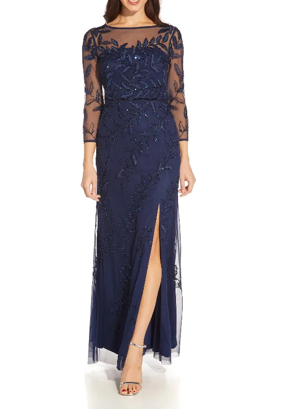 Womens Beaded Embroidered Evening Dress