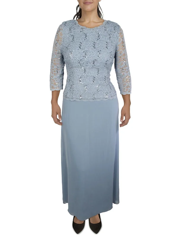 Womens Chiffon Lace Evening Dress