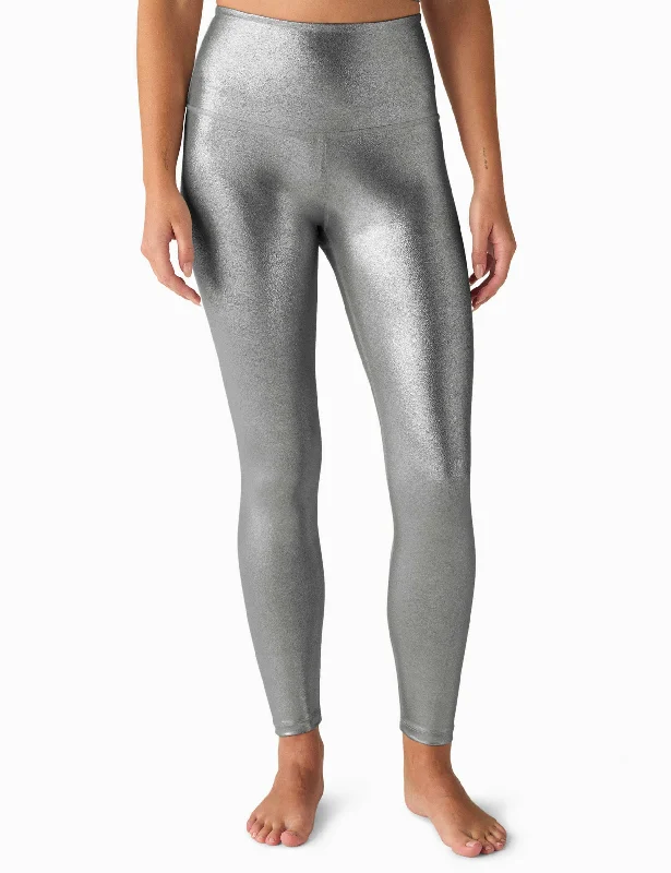 Caught In The Midi High Waisted Legging - Liquid Silver