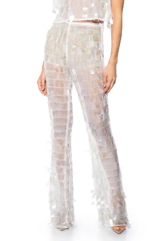 IMPRESS ME IRIDESCENT WIDE LEG SEQUIN PANT