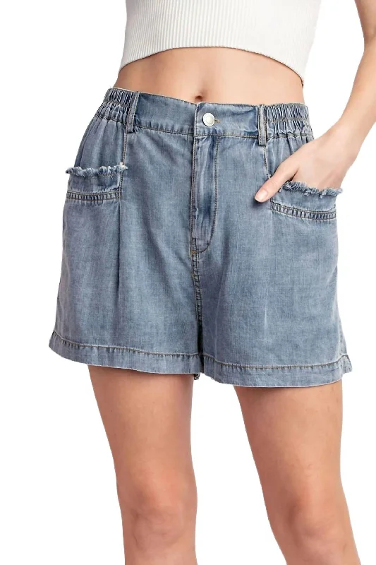 Tencil Denim Shorts In Stone Washed