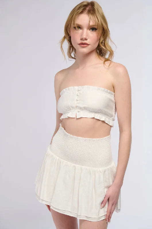 THE KYLIE SMOCKED BANDEAU TOP