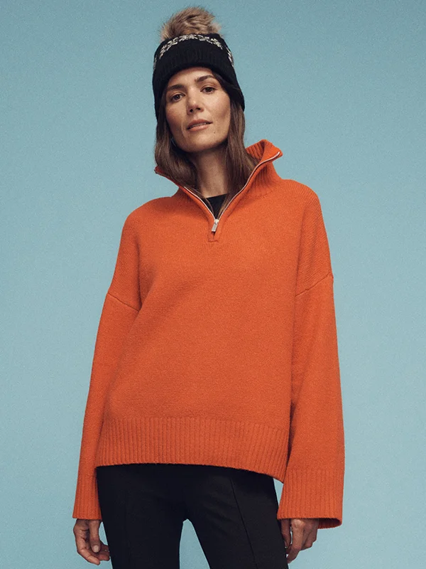 1/4 Zip Cashmere Like Sweater Ski Orange