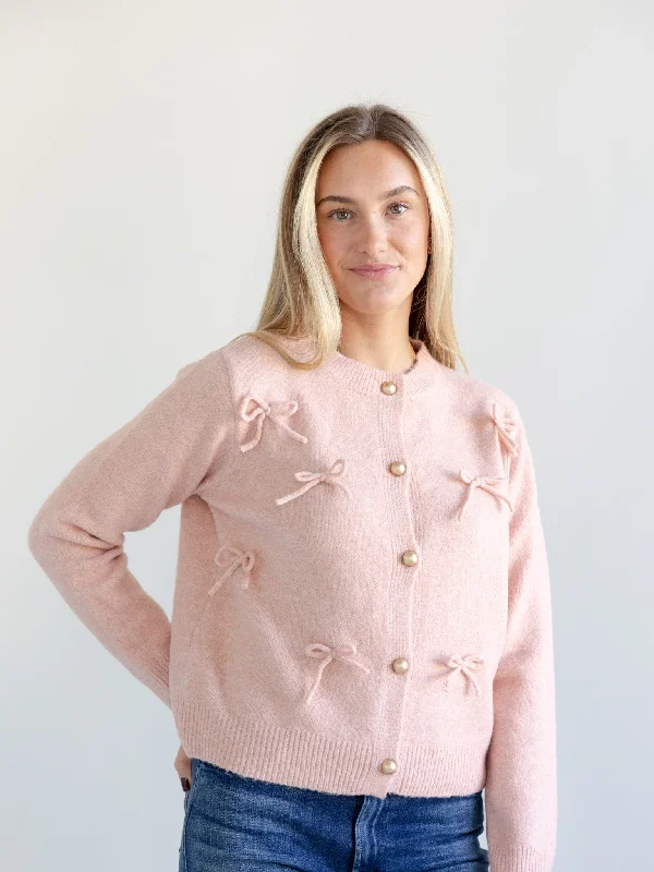 Annie Bow Cardigan Pink