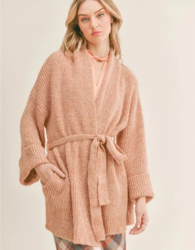 Sage the Label Carrie Open Cardigan SALMON