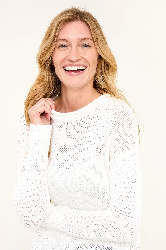 Relaxed Crew Sweater - White